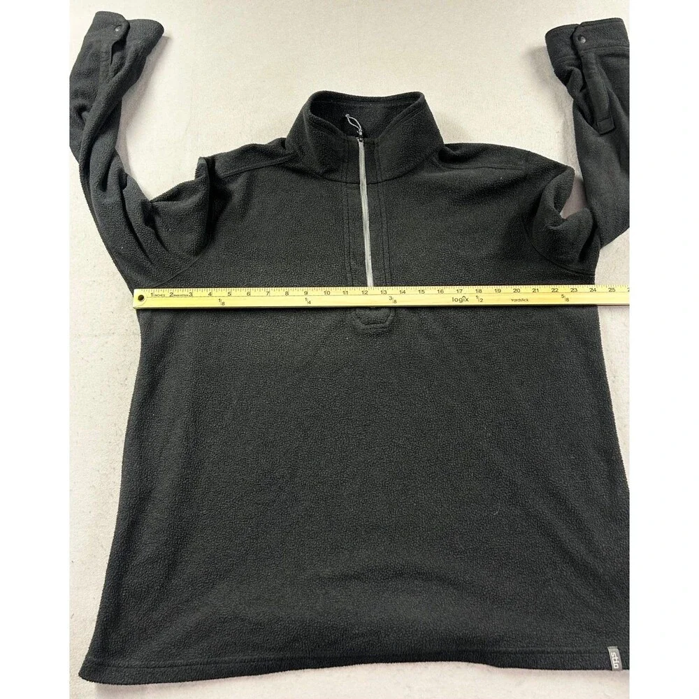 Stio Men's 1/4 Zip Fleece Jacket Black XL Snap Cuff Outdoor Hiking